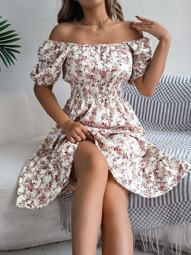 Floral Print Square Collar Dress