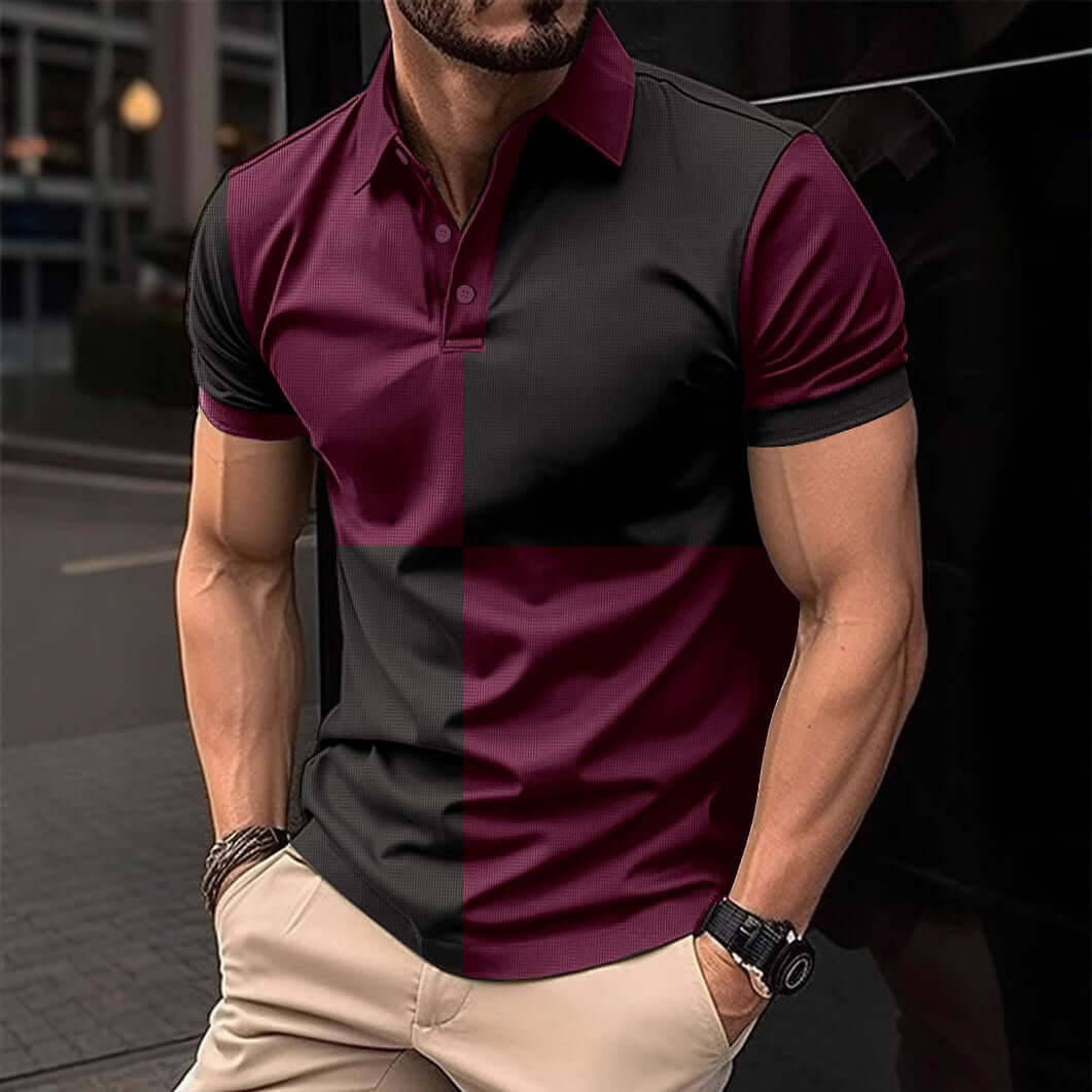 Casual Sports Short Sleeve Polo Shirt Turnover Neck Men Clothing