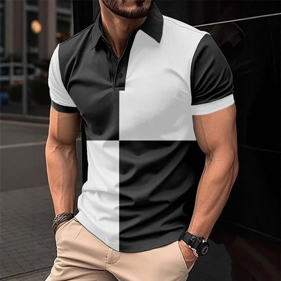 Casual Sports Short Sleeve Polo Shirt Turnover Neck Men Clothing