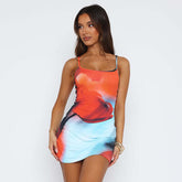 Summer Flowers Printed Suspender Dress