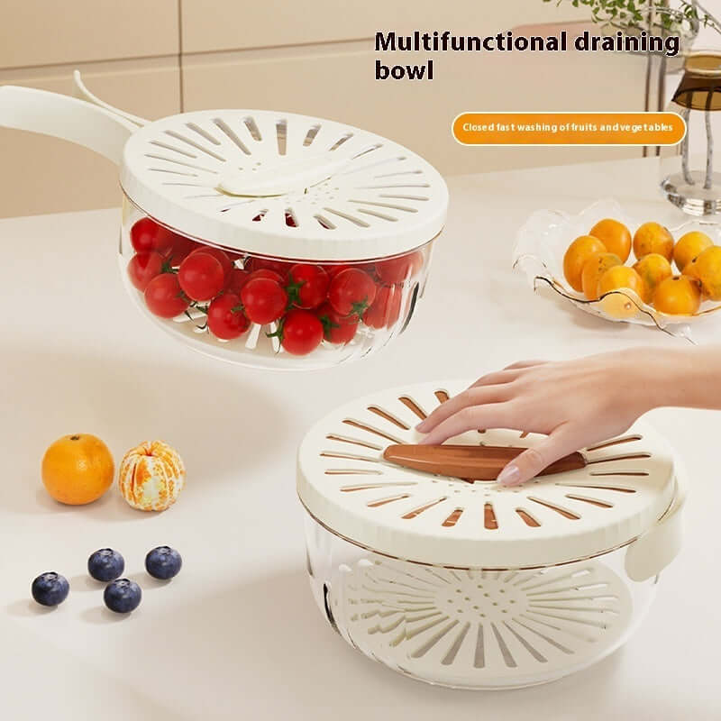 Fruit Drain Basket with Lid