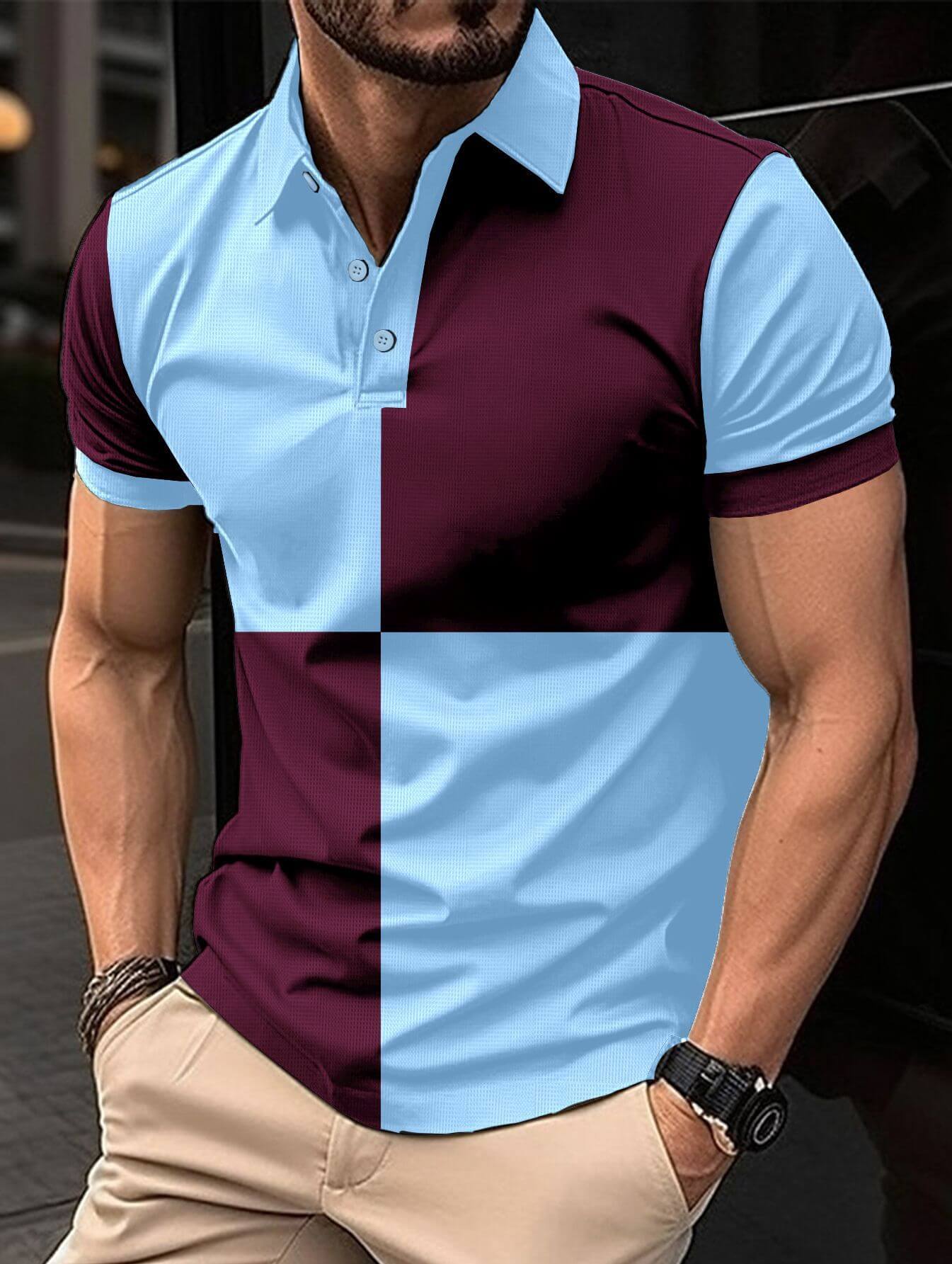 Casual Sports Short Sleeve Polo Shirt Turnover Neck Men Clothing