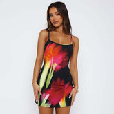 Summer Flowers Printed Suspender Dress