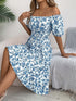 Floral Print Square Collar Dress