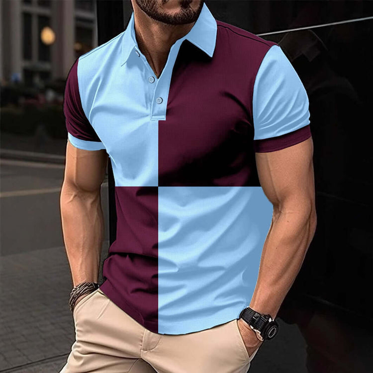 Casual Sports Short Sleeve Polo Shirt Turnover Neck Men Clothing