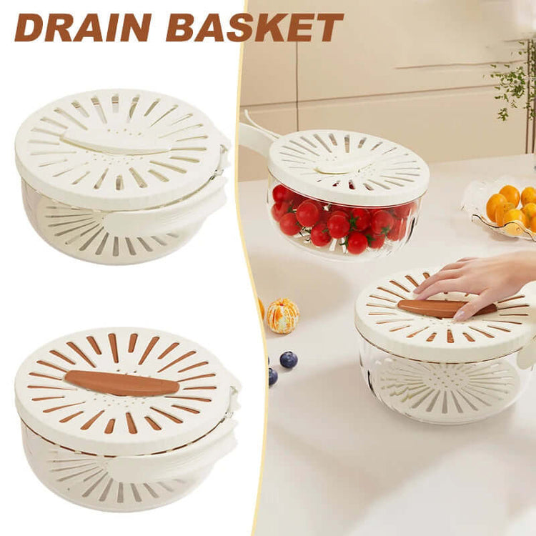 Fruit Drain Basket with Lid