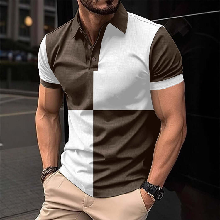 Casual Sports Short Sleeve Polo Shirt Turnover Neck Men Clothing